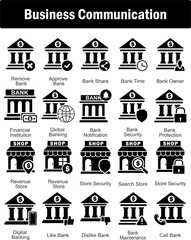 A set of 20 business icons as card payment, shopping discount, card prohibited