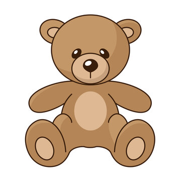 teddy bear, color vector cartoon illustration, isolated on white