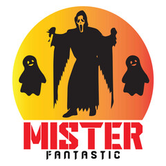 Mister fantastic. retro Halloween t-shirt design.