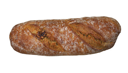 Bread top view isolated on transparent background.