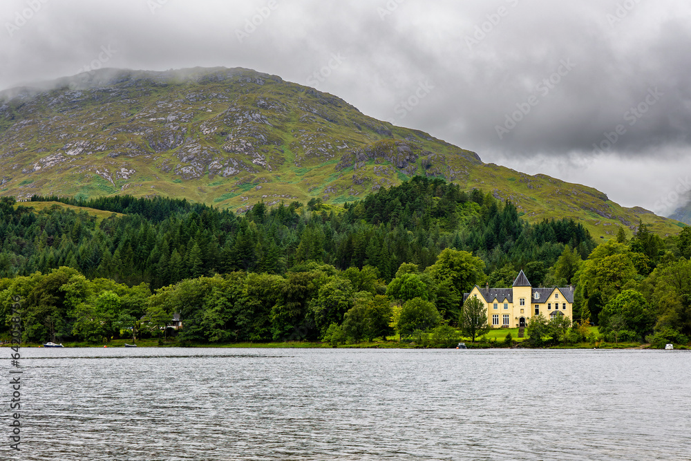 Wall mural stormy weather and rain on the shores of a scottish loch (loch shiel, highlands)