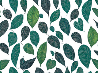 Summer pattern of leaves on a white background