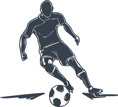 soccer player with ball simple monochrome vector image