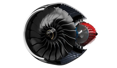 Jet engine inside - on white background - 3D illustration