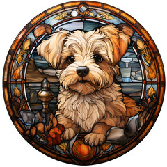 yorkshire terrier puppy, stained glass,christmas