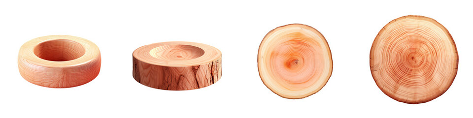 Round trimmed log wood isolated on transparent background