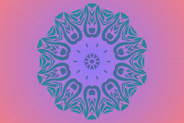 Beautiful colourful caleidoscope gradient batik ethnic dayak flower art pattern background for wallpaper or textile 