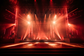 Rock concert stage light background with spotlight illuminated the stage for night music festival....