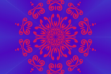Beautiful colourful caleidoscope gradient batik ethnic dayak flower art pattern background for wallpaper or textile 