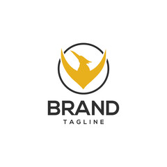 Modern powerful bold phoenix bird monogram logo design.