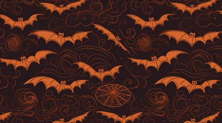 Bat pattern for Halloween, created with Generative AI technology.