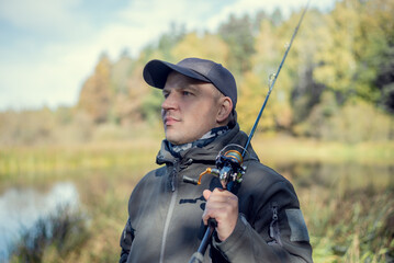 Close-up portrait of a spinner with tackle.