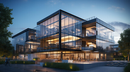 Modern office building concept 3d rendering.