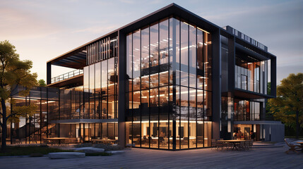 Modern office building concept 3d rendering. - obrazy, fototapety, plakaty