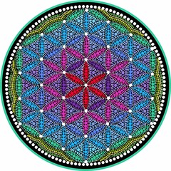 Sacred Geometry Illustrations Graphic,Colorful Flower of Life
