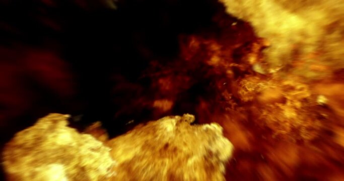 Intense Fireballs and Explosions on Black Background. Flames Moving Forward. 4K VFX Element.