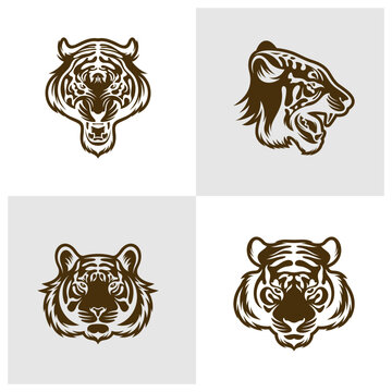Set of Head Tiger vector illustration design. Head Tiger logo design Template.