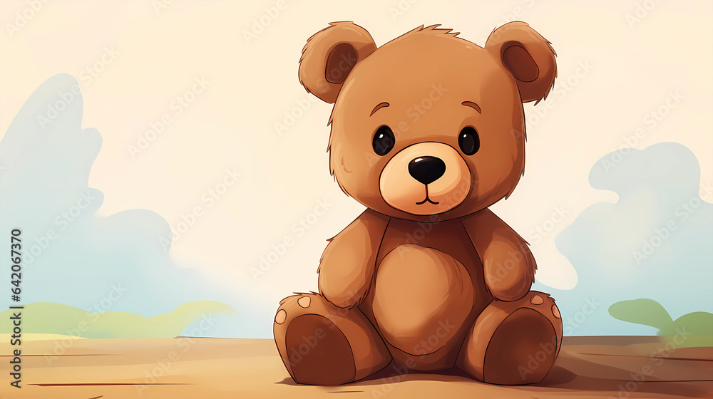 Wall mural hand drawn cartoon toy teddy bear illustration
