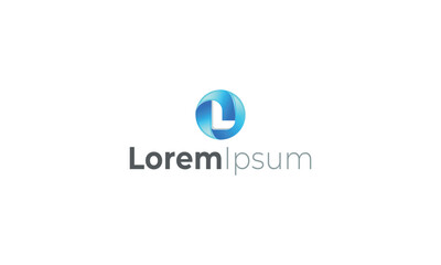 Obraz premium Letter L creative circular blue gradient colour 3d logo
