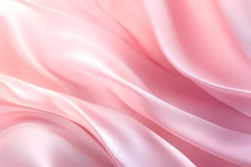 Türaufkleber Pink silk background. Wavy pink fabric texture, top view. Abstract soft pink backdrop. Generated AI wallpaper © SD Danver