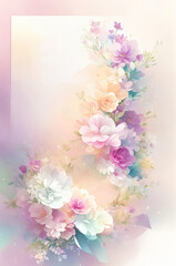 Colorful watercolor floral  background . AI