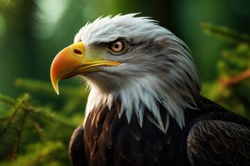 Obraz premium Portrait of a american bald eagle. Generative AI eagle face