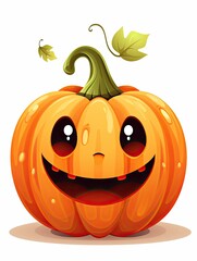 Cute Halloween pumpkin. Holidays cartoon character. Halloween pumpkin Jack OLantern.