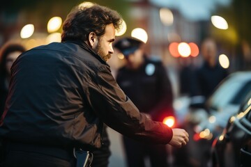 police officer interrogating suspects. police concept.