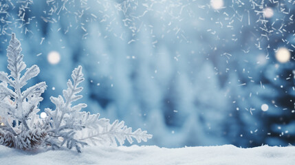 Obraz na płótnie Canvas christmas background with snow, legal AI