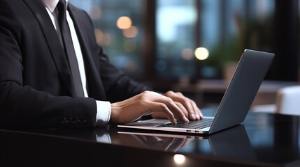 businessman uses laptop to connect global network, legal AI