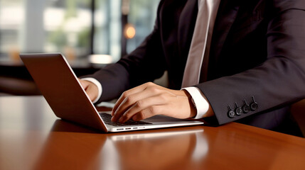businessman working on laptop computer in office, legal AI