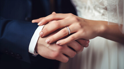 Wedding ceremony. bride gently holding the groom's hand, legal AI