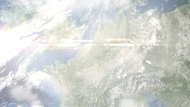 Zoom in from space and focus on Thuin, Belgium. 3D Animation. Background for travel intro. Elements of this image furnished by NASA