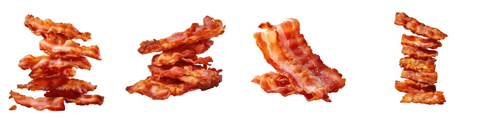 Crispy bacon on a transparent background - obrazy, fototapety, plakaty