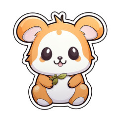 kawaii sticker, A cute Hamster stirring, designed with colorful contours and isolated