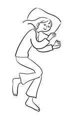 ぐっすりと眠っている女性　線画