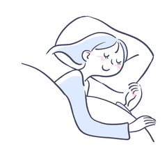 気持ちよく眠る若い女性のイラスト