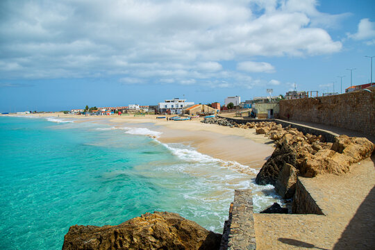 Beautiful beach in Maio Island in Cape Verde. With their soft sands, azure waters, and tranquil ambiance, they offer a serene tropical paradise.