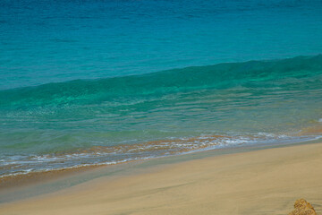 Beautiful beach in Maio Island in Cape Verde. With their soft sands, azure waters, and tranquil ambiance, they offer a serene tropical paradise.