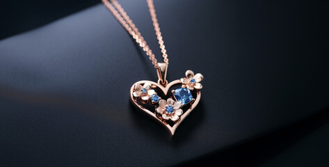 heart birthstone necklace for women with small flowers hd wallpaper