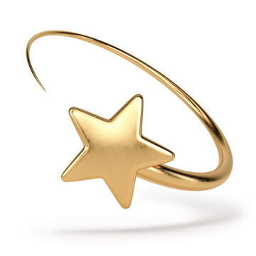 Golden star on a white background. 3D illustration