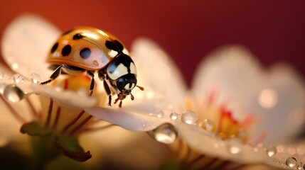 ladybug on the green leaf Created with AI