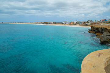 Beautiful beach in Maio Island in Cape Verde. With their soft sands, azure waters, and tranquil ambiance, they offer a serene tropical paradise.