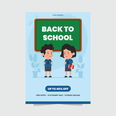 vector of illustration back to school poster