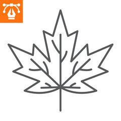 Maple leaf line icon, outline style icon for web site or mobile app, thanksgiving and holiday, Canada vector icon, simple vector illustration, vector graphics with editable strokes.