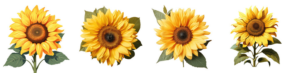 Fototapeta premium Isolated sunflower on a transparent background