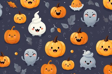 Fototapeta premium Cute Halloween wallpaper pattern. Happy Halloween!