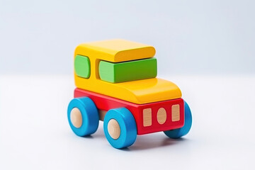 Whimsical Car Sculpture from Wooden Blocks