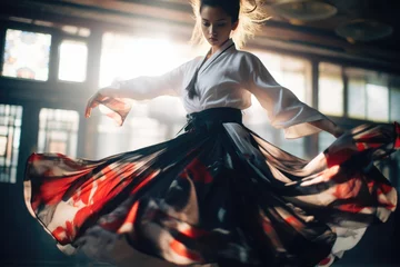 Zelfklevend Fotobehang Martial Arts Dress in a Blurry Action © Andrii 