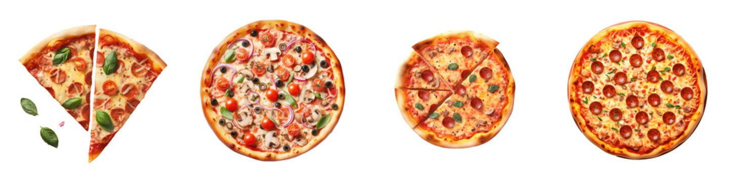 Pizza against a transparent background